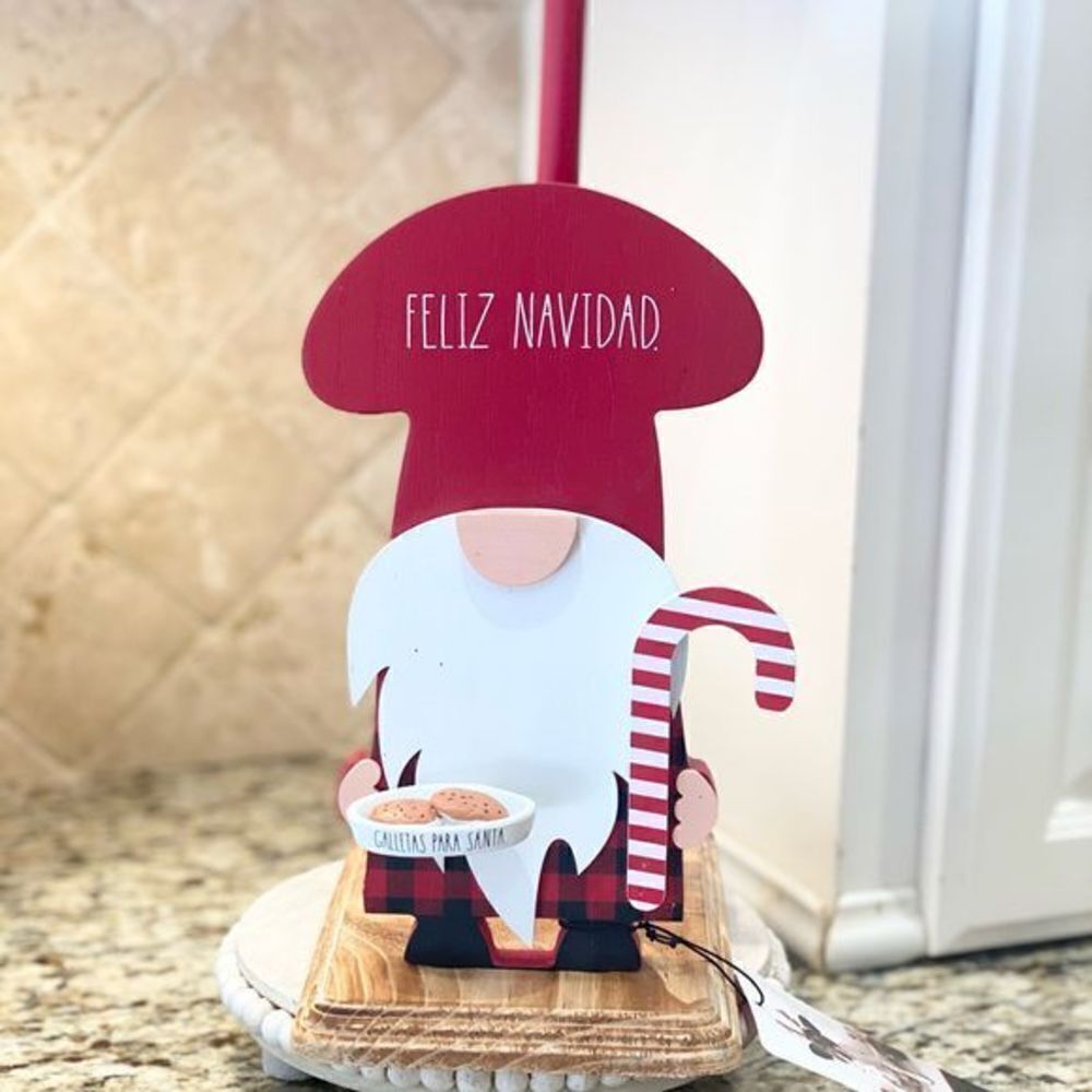 NEW Rae Dunn ‘FELIZ NAVIDAD’ Wooden Gnome Paper Towel Holder